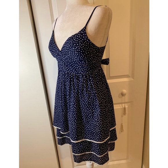 Better B Strapless Blue & White Polka Dot Dress - Picture 4 of 6